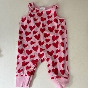 Hanna Andersson Pink Heart Patterned Baby Romper